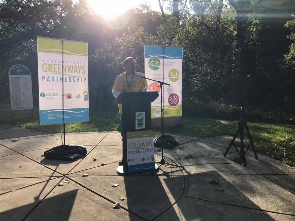 Ron Taylor speaks at the opening of the Indianapolis Greenways Partnership
