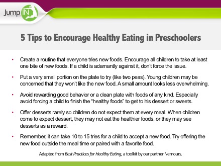 Tips to encourage healthy eating in preschoolers
