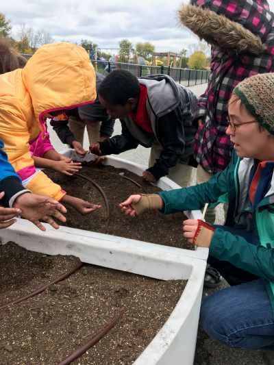 Students learn to plant at their school